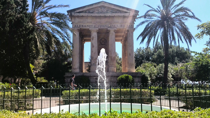 Temple at Lower Barrakka Gardens in Valletta Malta