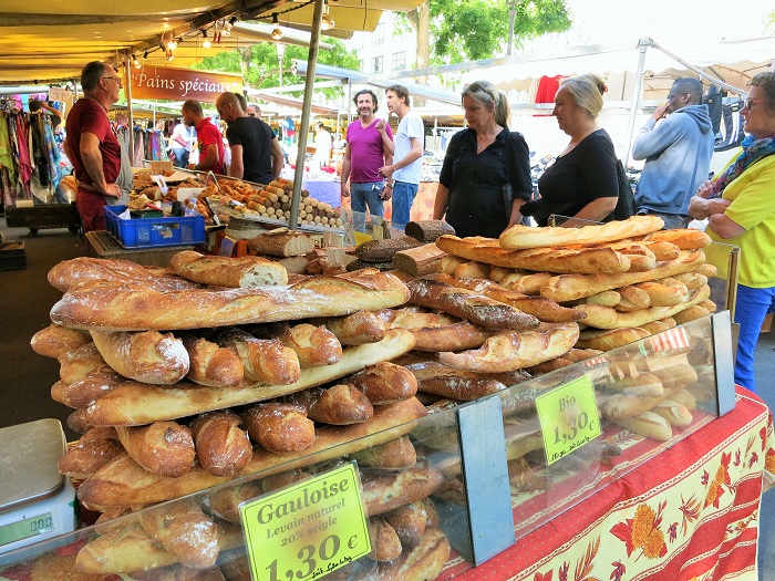 Organic bread at the Bastille market, Paris
