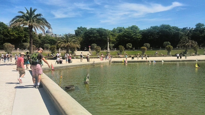 Water basin with sail boats in Jardin du Luxembourg, Paris