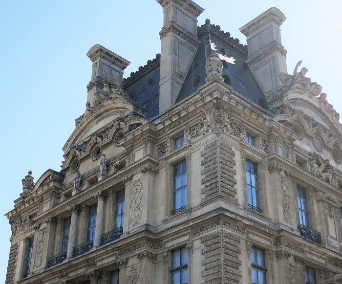 Roof and facade of the Louvre Palace, Paris