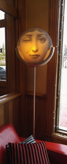 Fornasetti lamp at Retro Suites in Chatham Ontario